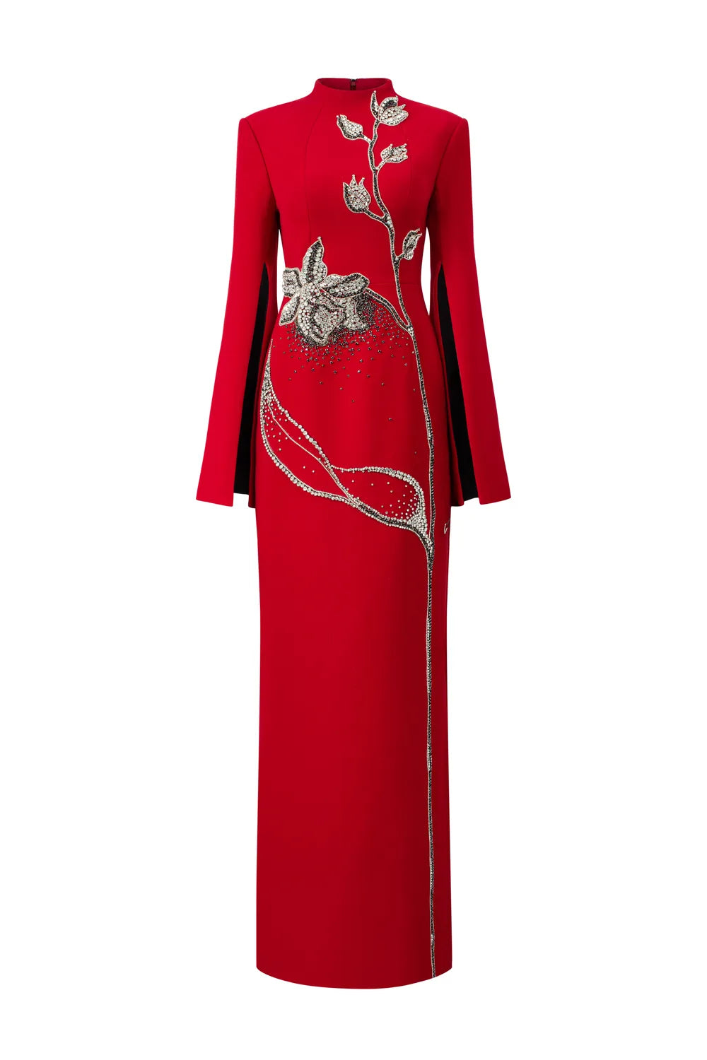 Cape Sleeve Crystal Embellished Dress
